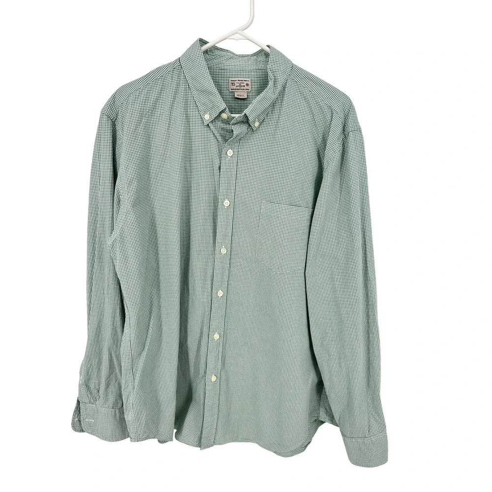 J.Crew Mens Gingham Button Down Shirt Lot of 2 Navy Green Cotton XL Tailored